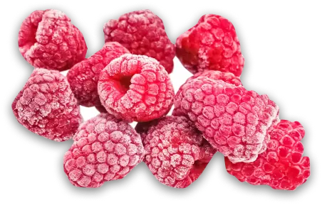 Fresh frozen strawberries and berries used for live ice cream blending